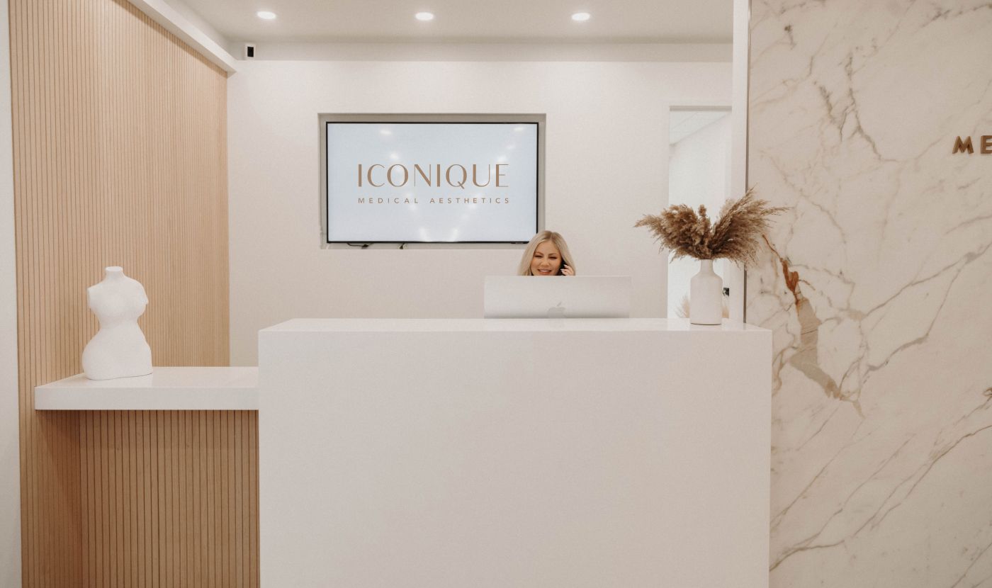 Reception area of Iconique Medical Aesthetics.